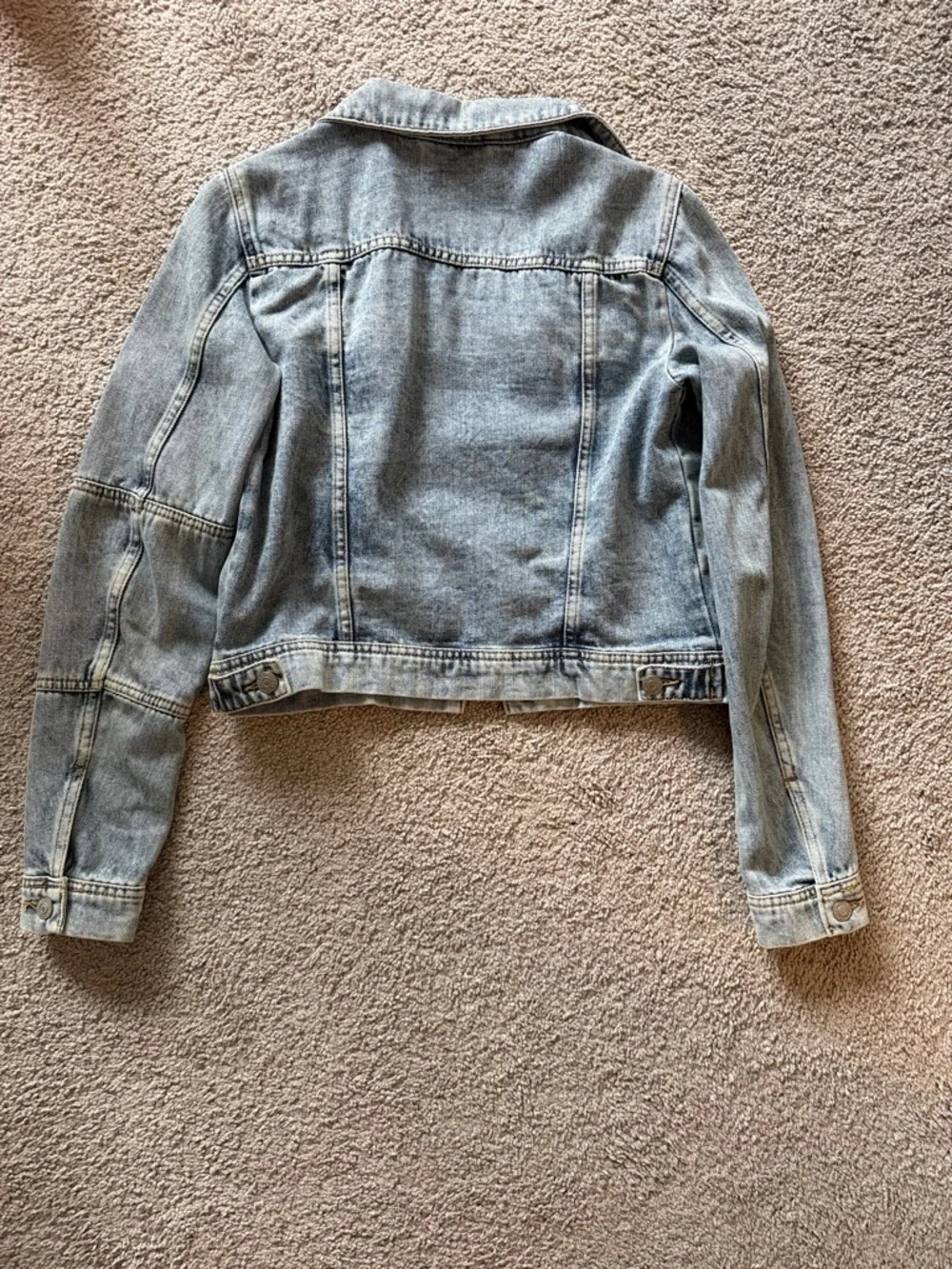 Free People Light Wash Cropped Denim Jacket - Pale Blue - Picture 5 of 6